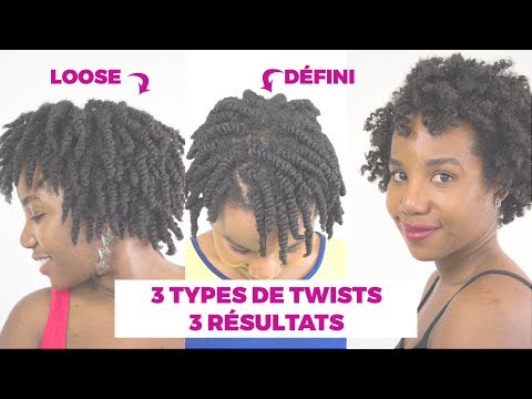 3 types de twists + twist-out sur cheveux crépus courts 4b-4c - YouTube