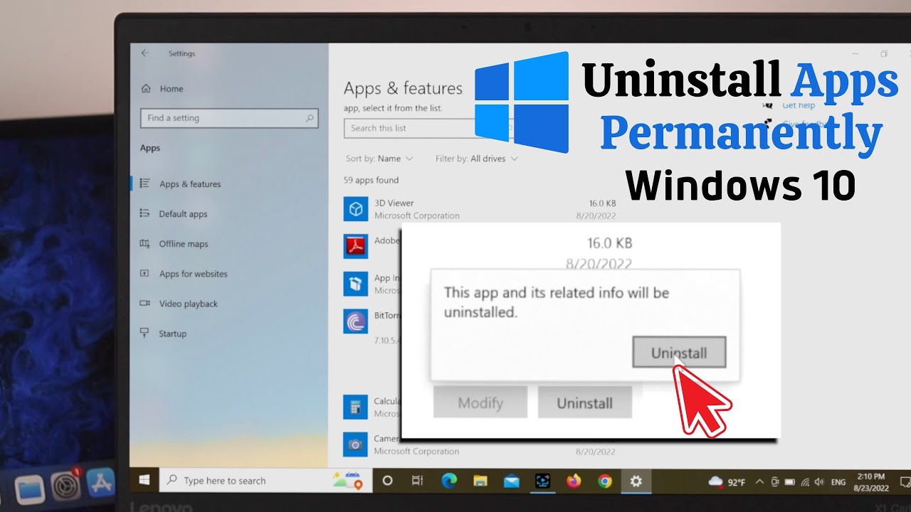 can't uninstall software windows 10