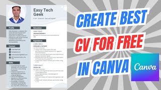 Create Best CV For FREE in Canva | How to Create CV For Job