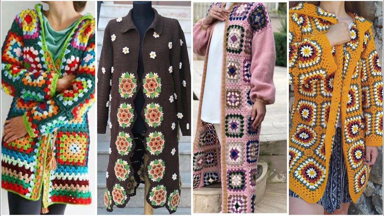 Gorgeous granny crochet 🧶 long cardigan design ideas 