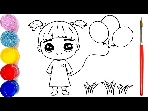 Video Vẽ Tranh Bé Gái Dễ Thương Tô Màu Kim Tuyến ???? How to... - youtube