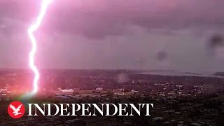 Moment lightning strikes near nursing home as storms hit Louisiana screenshot 3