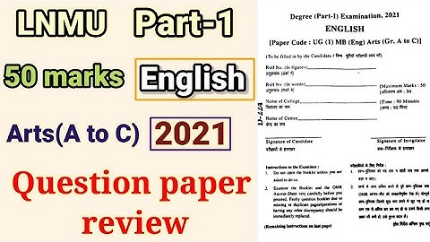 LNMU Part-1 50 marks English  Arts(A to C) 2021 asked question paper review