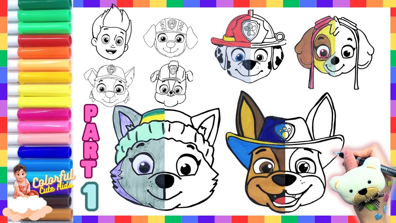 How To Draw And Color All The Characters From Paw Patrol Easy 🐾🐶👮🚒 CCK ...