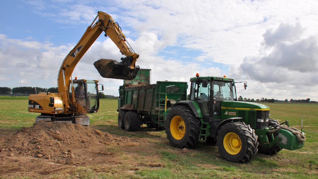 John Deere 7810 & Tebbe HS 180 + Cat M313C - Loonbedrijf Van Hal