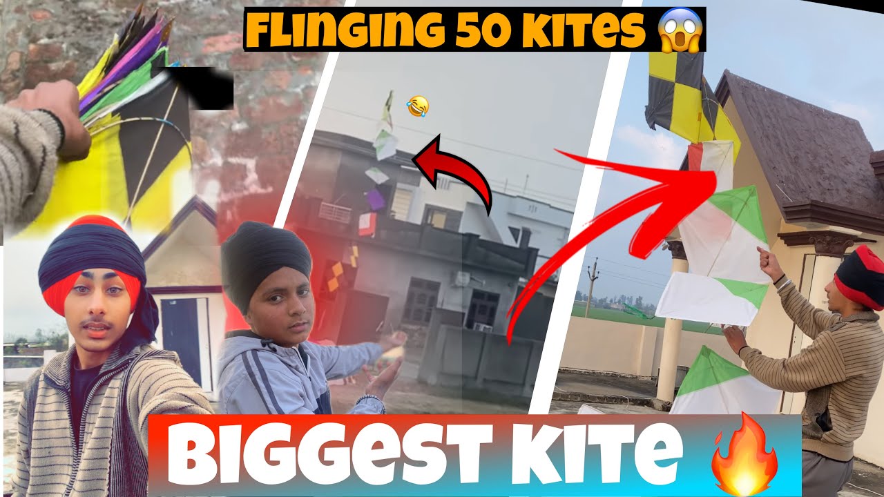 Flinging 50 Kites  😱 || Flinging Biggest Kite 🔥|| kite Vlog 2025 || Desi Patangbazzi 🪁🥰 