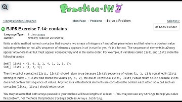 Java Practice It   |  Exercise  7.14: contains   |   arrays, syntax, array basics, condition