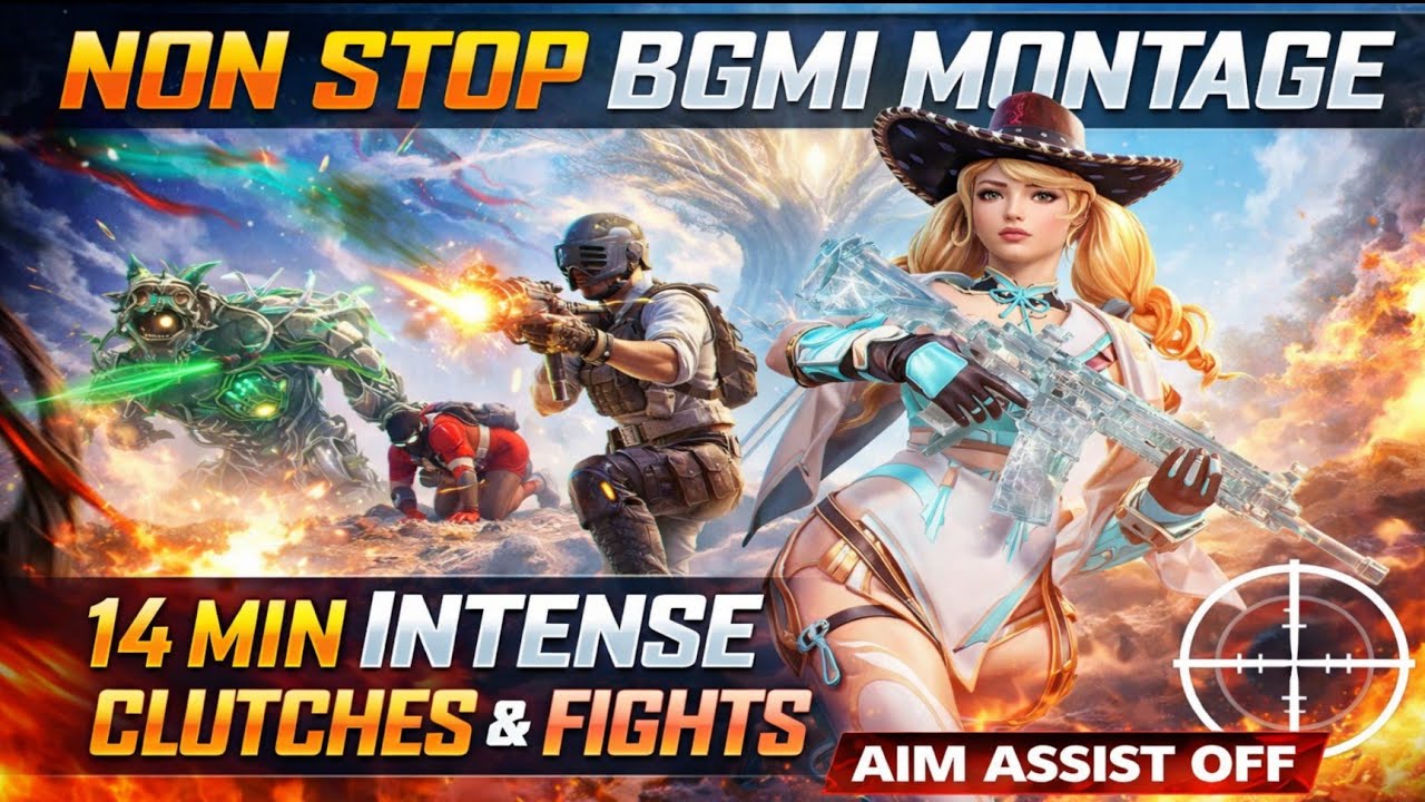 NON STOP BGMI MONTAGE 🔥 14 Minutes of Insane Clutches & Intense Fights | Aim Assist OFF Pro Gameplay