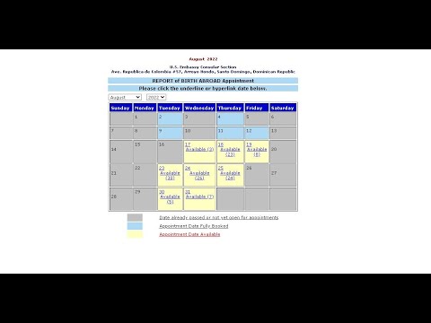 Citas Disponibles para Reporte consular en el Extranjero Embajada Americana 2022