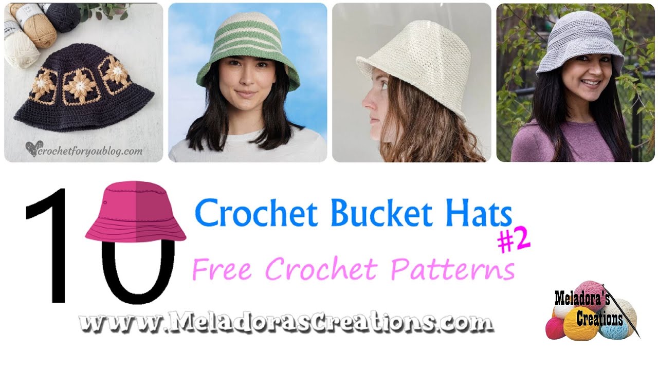 10 Free Bucket Hat Crochet Patterns 2 - Crochet Round up #shorts 