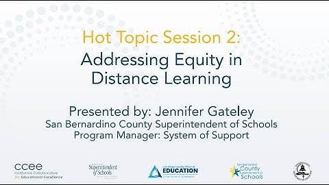 SBCSS Session 2: Addressing Equity in Distance Learning
