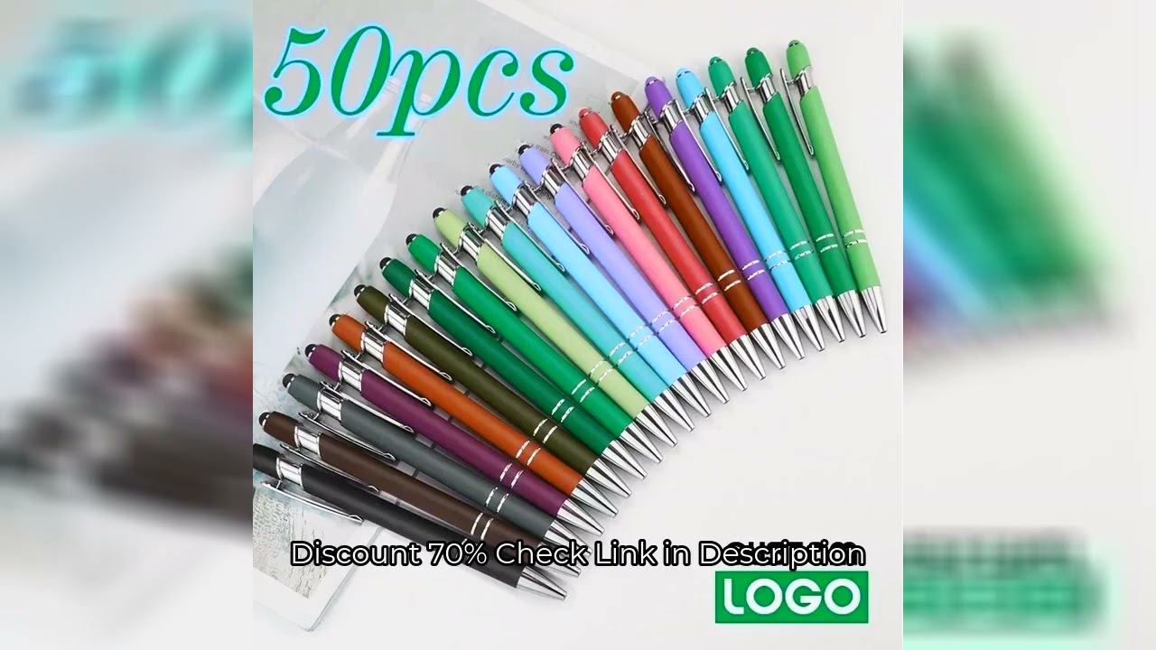 50pcs Light Metal Ballpoint Pen Touch Screen Pen Office School Advertising Pen Custom Logo Text Engr