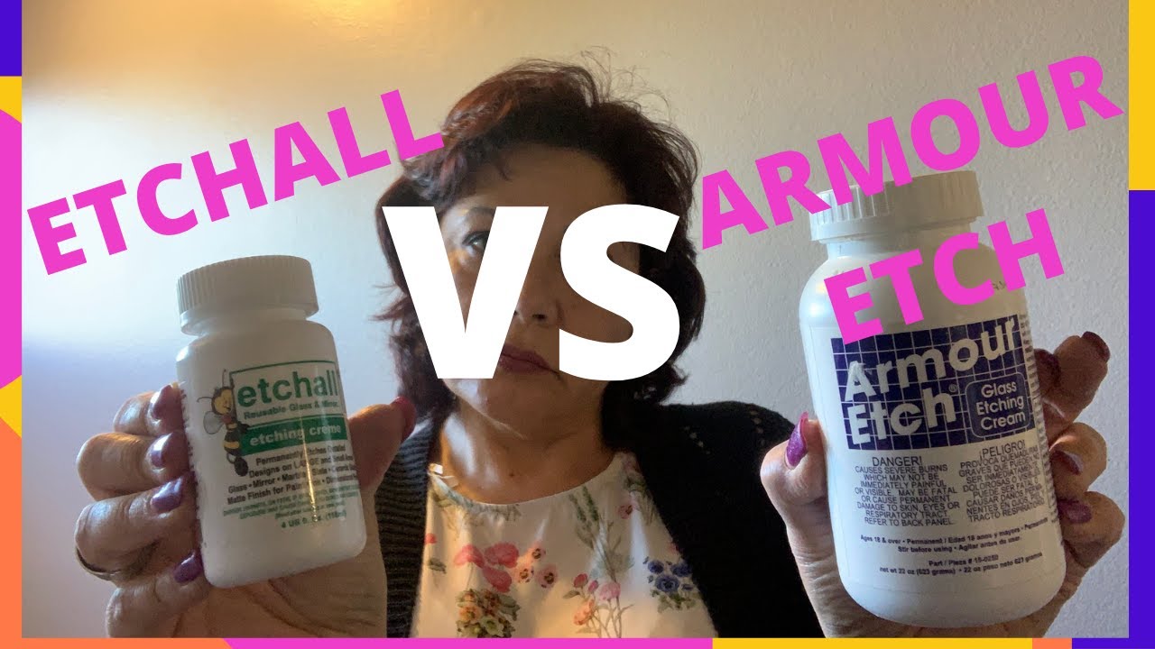 ETCHALL VS ARMOUR ETCH  how to Etch Glass Using Cricut and Vinyl 