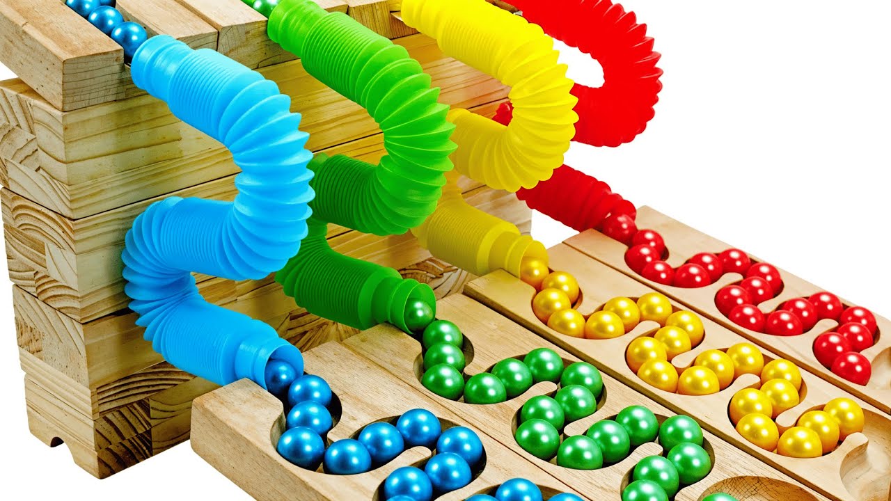 Marble Run Race ☆ HABA Slope, Dump Truck & Garbage Trucks