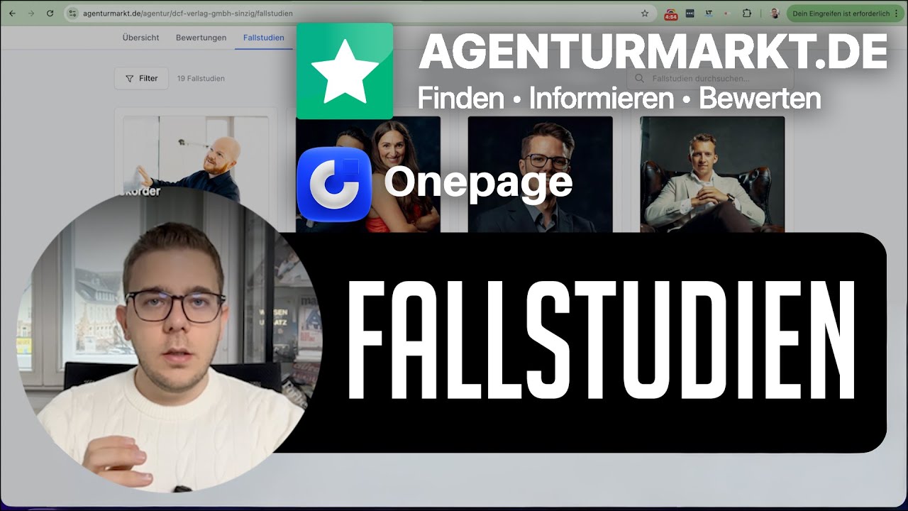 Fallstudien einbauen auf onepage.io mit AGENTURMARKT | Die ideale Bewertungsplattform für Agenturen