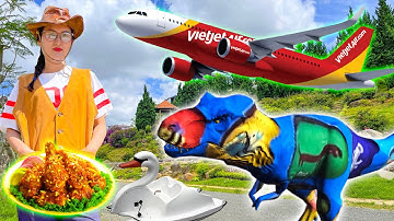 Changcady đưa khủng long đi máy bay du lịch, chơi đạp vịt, trượt tuyết - Part 413