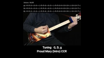 Proud Mary by CCR Short Easy Beginner "No Chat" Lesson For Fretless Resonator Cigar Box Slide Guitar