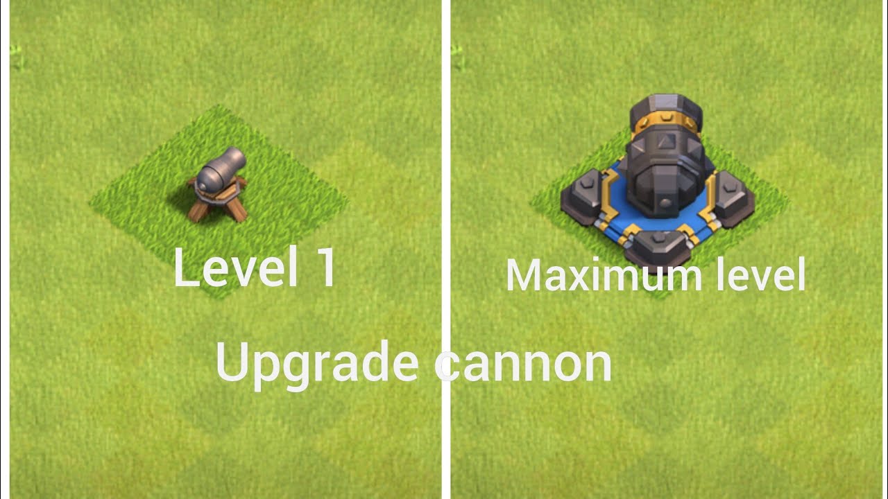 CLASH of clans cannon upgrade level 1 to maximum level। Upgrade cannon। Within 1 minute