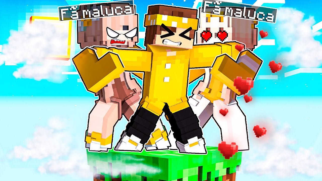 JOGANDO com DUAS FÃS MALUCAS em APENAS um BLOCO no MINECRAFT!