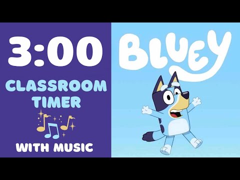 3 Minute Bluey Classroom Timer With Music 🎵 | Kids Cartoon Show Countdown #bluey