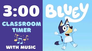 3 Minute Bluey Classroom Timer With Music 🎵 | Kids Cartoon Show Countdown #bluey