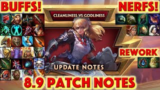 SMITE 8.9 Cleanliness vs. Godliness PATCH NOTES  - New Battle Pass + Sylvanus Rework + Buffs + Nerfs