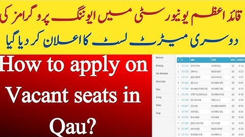 Qau evening programs second merit list 2021|How to apply on vacant seats in Qau?