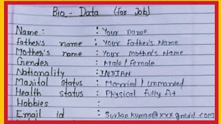Bio Data for Job | Job ke liye Bio Data kaise banaye | Resume Format 2026 