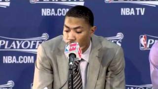Derrick Rose & Carlos Boozer postgame - Bulls vs Hawks Game 4 [05/08/11]