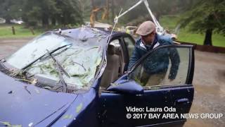 Driver runs into downed tree in Oakland hills