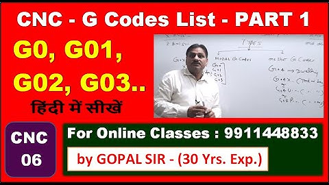 CNC-G CODES LIST (G0, G01, G02, G03 G04 G20)-PART 1 | CNC PROGRAMMING | IN HINDI BY GOPAL SIR | C06