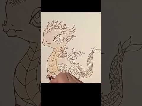 Color with me 🌃🌙✨ Cute Red Dragon✨🌙 #shorts #adultcoloring #art