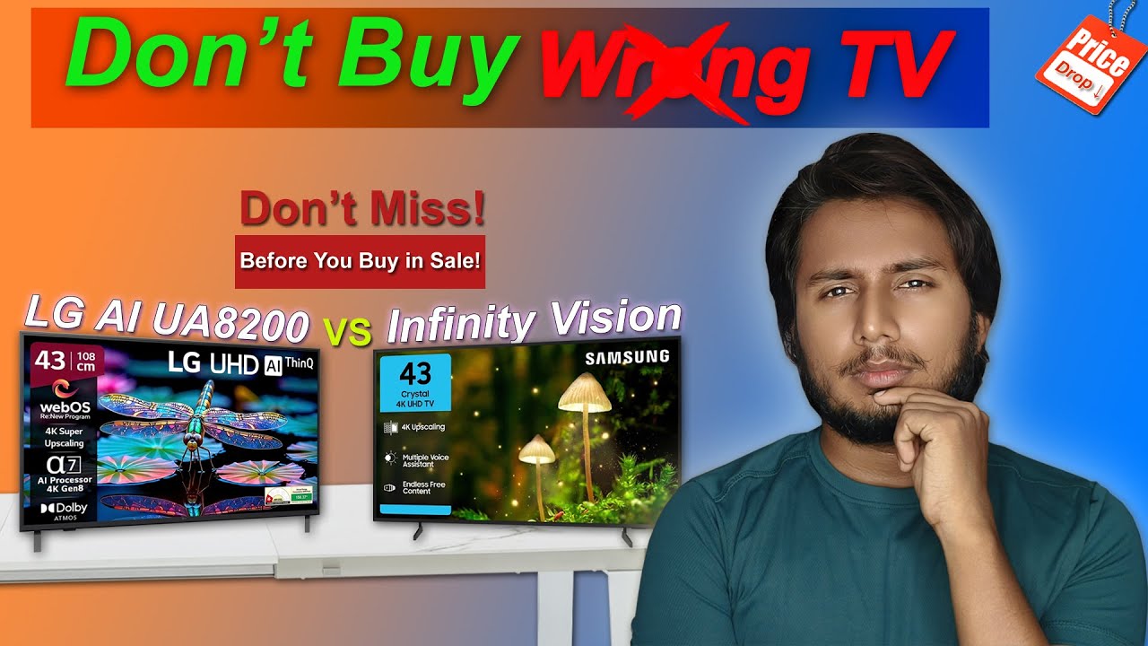 LG AI TV UA8200 vs Samsung Crystal 4K | 43 Inch TV Comparison 2025