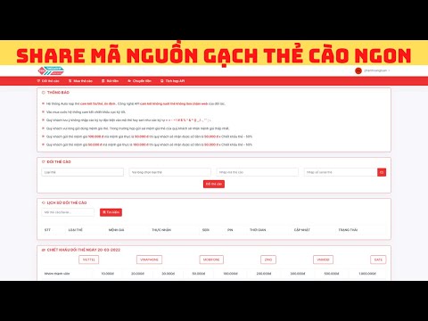 Video SHARE MÃ NGUỒN WEB GẠCH THẺ CÀO MAX ĐẸP GIỐNG CARDVIP,... - youtube