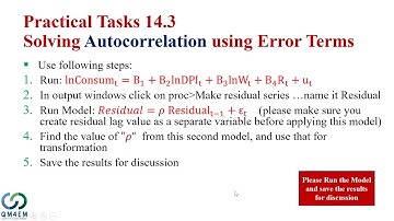 Week14: Lecture 26 (Remedial Measures of Autocorrelation using Eviews)