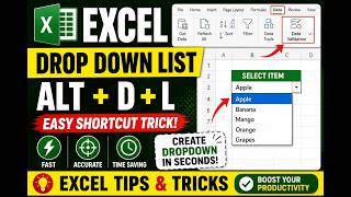 Learn Excel Fast | Alt + D + L Dropdown List Trick