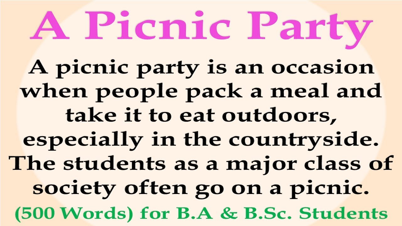 A Picnic Party Essay In English Youtube A Picnic Party Essay In English Youtube
