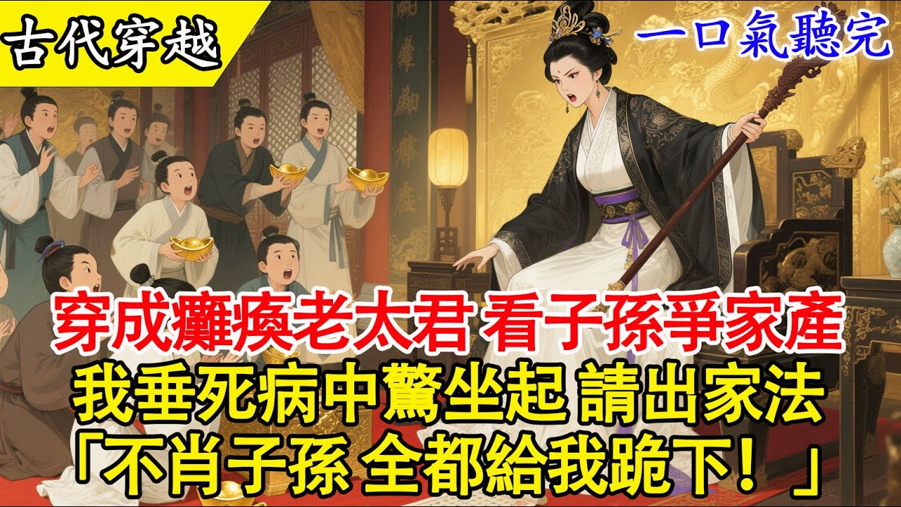 【一口氣聽完】“這爵位該歸我大房！”“放屁！家產該歸我三房！”我剛穿過來就聽見這幫不肖子孫正圍著我的床，商量著怎麼分我的棺材本！我是鎮國公府的老太君，癱瘓三年，水米難進。可這幫白眼狼#穿越 #有聲書