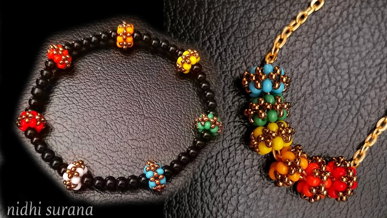 ⚜️Cute Little Beaded Doughnuts || Bracelet + Pendant || How to make Beaded Beads (0350)