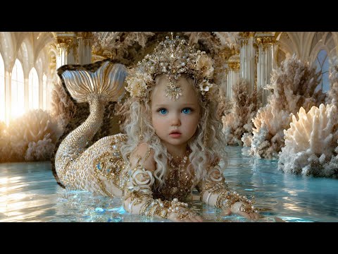 Fantasy Dreamlike Little Mermaid Girl From Sunken Castle To The Shore Palace 4K AI Music Video