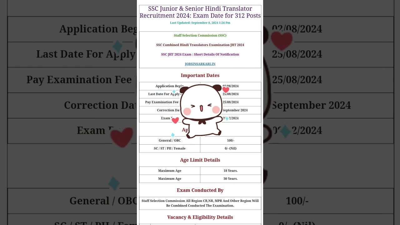 SSC Junior & Senior Hindi Translator Recruitment 2024: Exam Date for 312 Posts