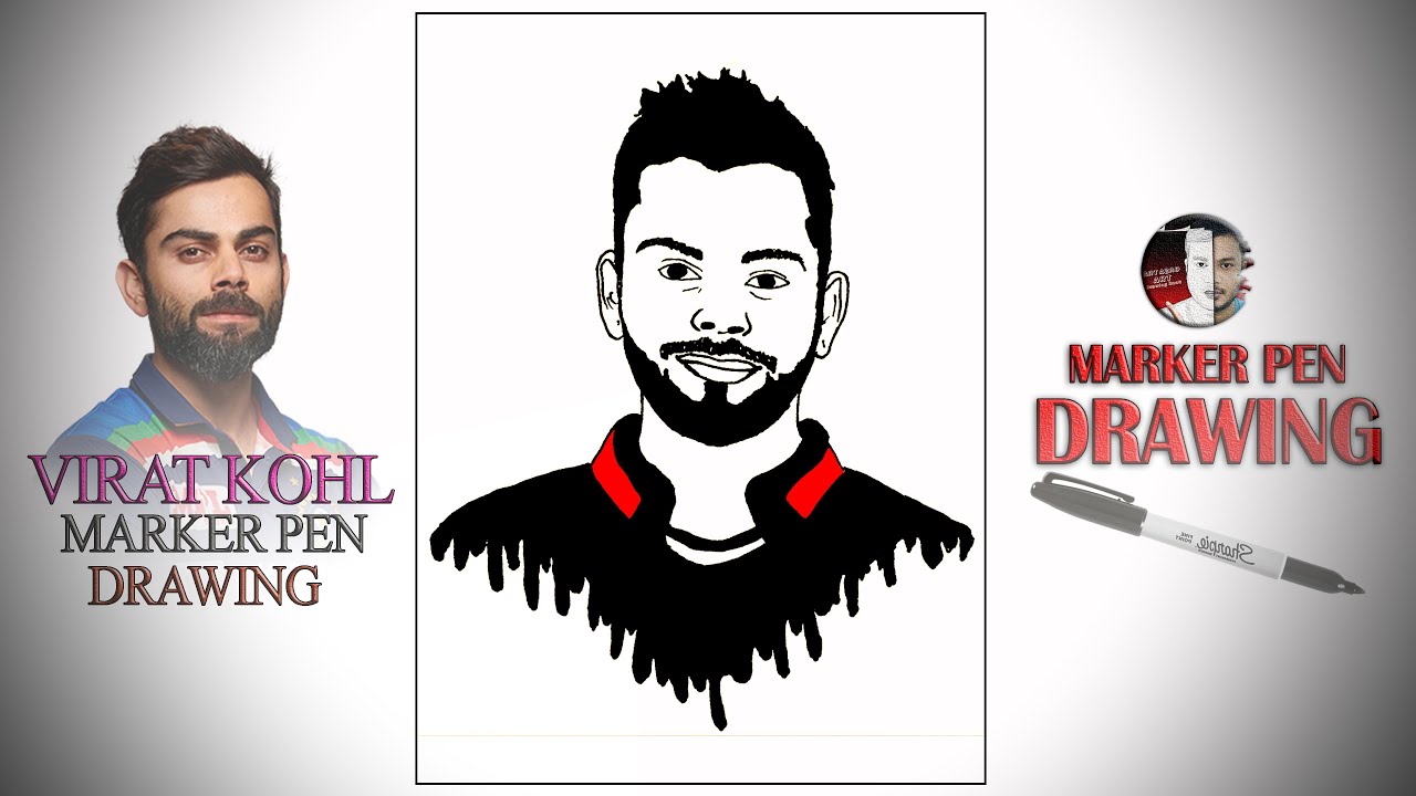 Virat Kohli Drawing Easy 【stencil drawing of virat kohli】 Drawing Virat