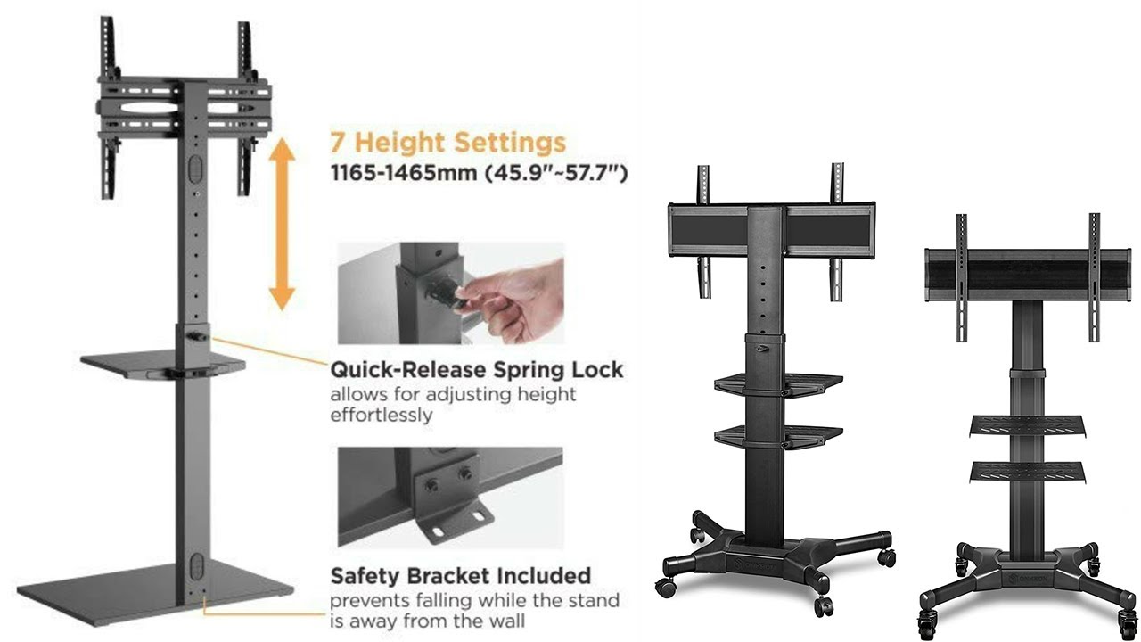 Mobile TV Stand with Wheels - Rolling TV Stand for 32-55 Inch LED LCD Flat