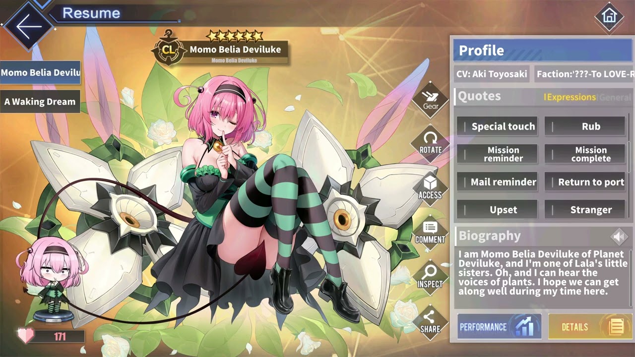Azur Lane: New Momo Belia Deviluke Profile Quotes Talk (To Love Ru Collab)