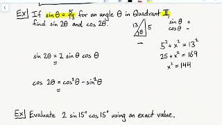 Double Angle Formulas: Sine and Cosine