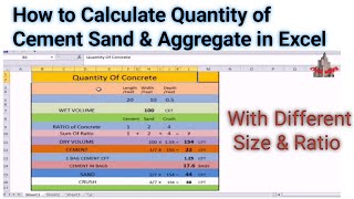 How to Calculate Cement Sand & Aggregate in Concrete Excel Format | Excel Format for Qty of Concrete screenshot 2