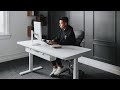 Modern productive charcoal desk setup tour 2023