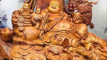 Phật di lặc ngũ phúc ngồi gôc tùng cô thụ gỗ hương ta với đường vân đẹp LH 0966336318