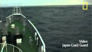 Boat Goes over MASSIVE Tsunami Wave out at Sea