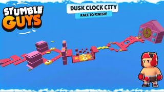 Playing the *DUSK CLOCK CITY* Workshop map in Stumble Guys